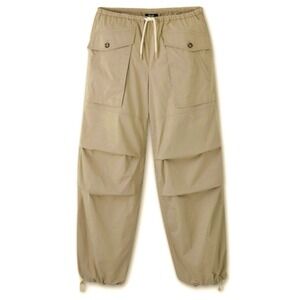 ME + EM Parachute Trousers Designer Streetwear Utility Wide Leg Pants Tan 4